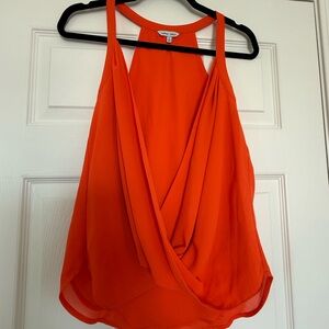 Naked Zebra Draped Crossover Tank Top Small Orange Coral Red